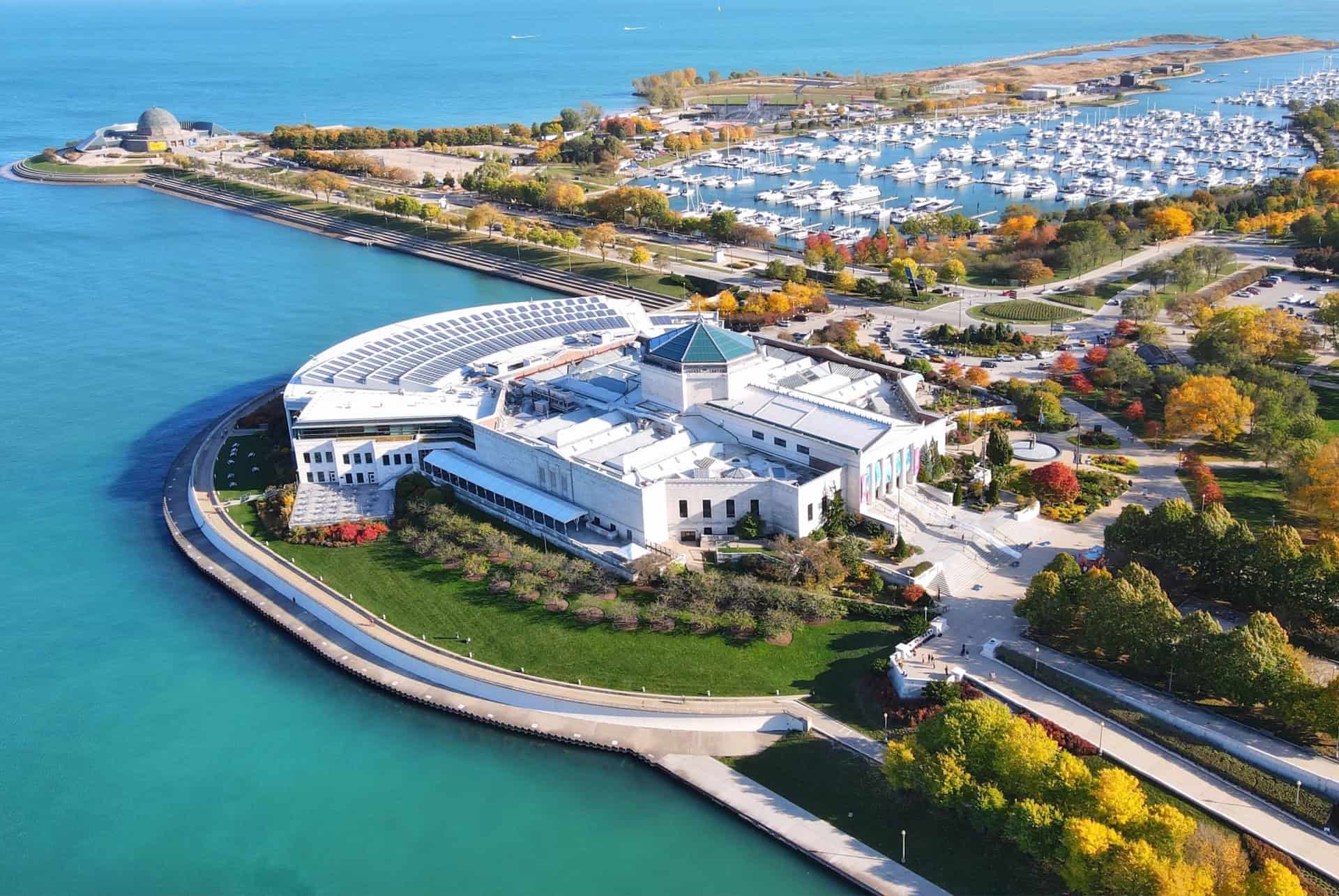 vue aerienne sur le chicago shedd aquarium